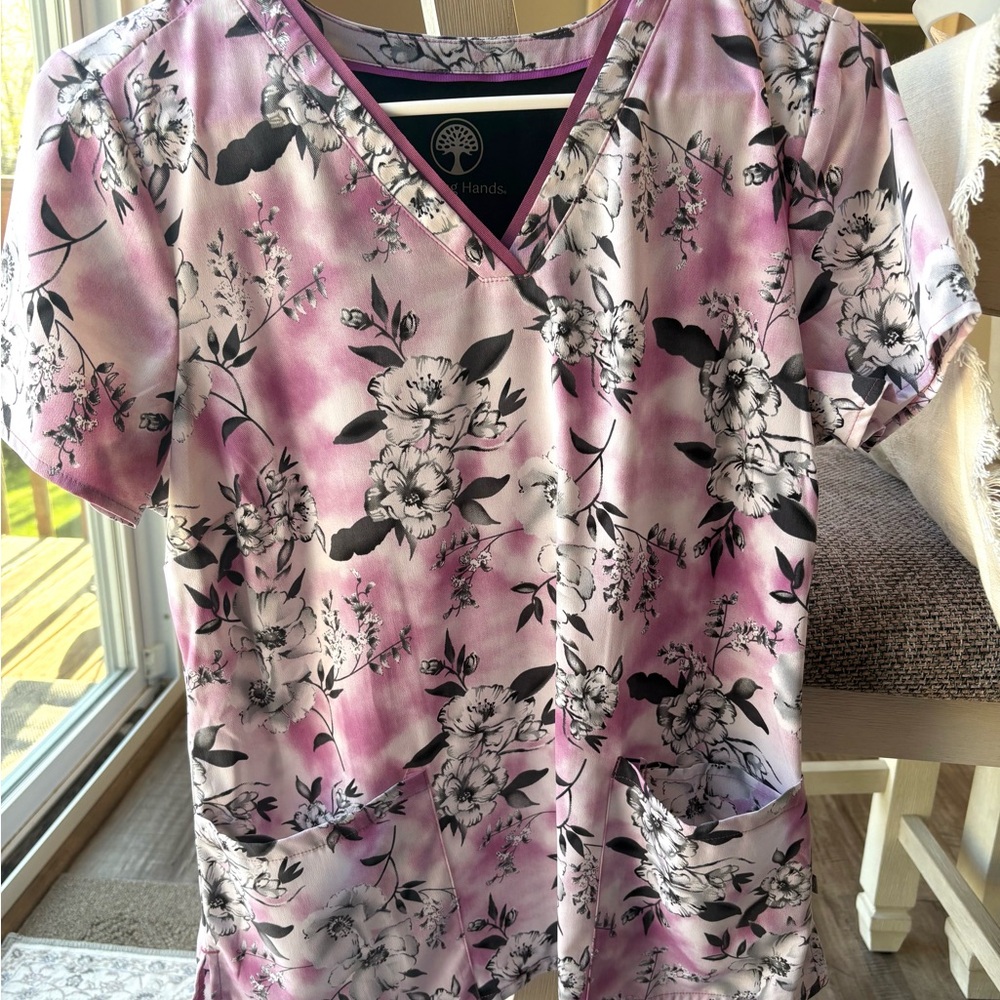 Healing Hands Floral Scrub Top